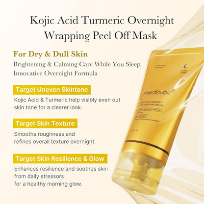 Pore & Glow K-Viral Mask Set: Turmeric Overnight Wrapping Peel off Mask and Collagen Overnight Wrapping Peel off Facial Mask Pack and Zero Pore Blackhead Mud Facial Mask and Jelly Brush 1