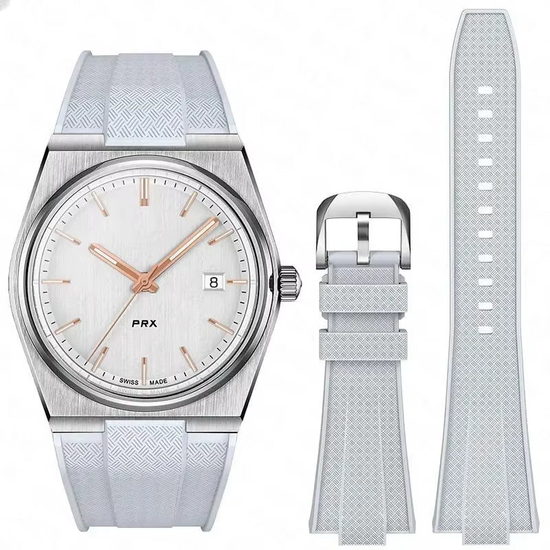 For Tissot PRX T137.407/T137.410 Quick Release Silicone Strap Super Player 40Mm Men Convex Rubber Watch Band Bracelet 12Mm