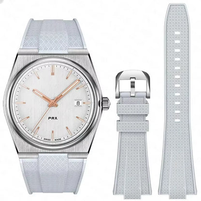 For Tissot PRX T137.407/T137.410 Quick Release Silicone Strap Super Player 40Mm Men Convex Rubber Watch Band Bracelet 12Mm