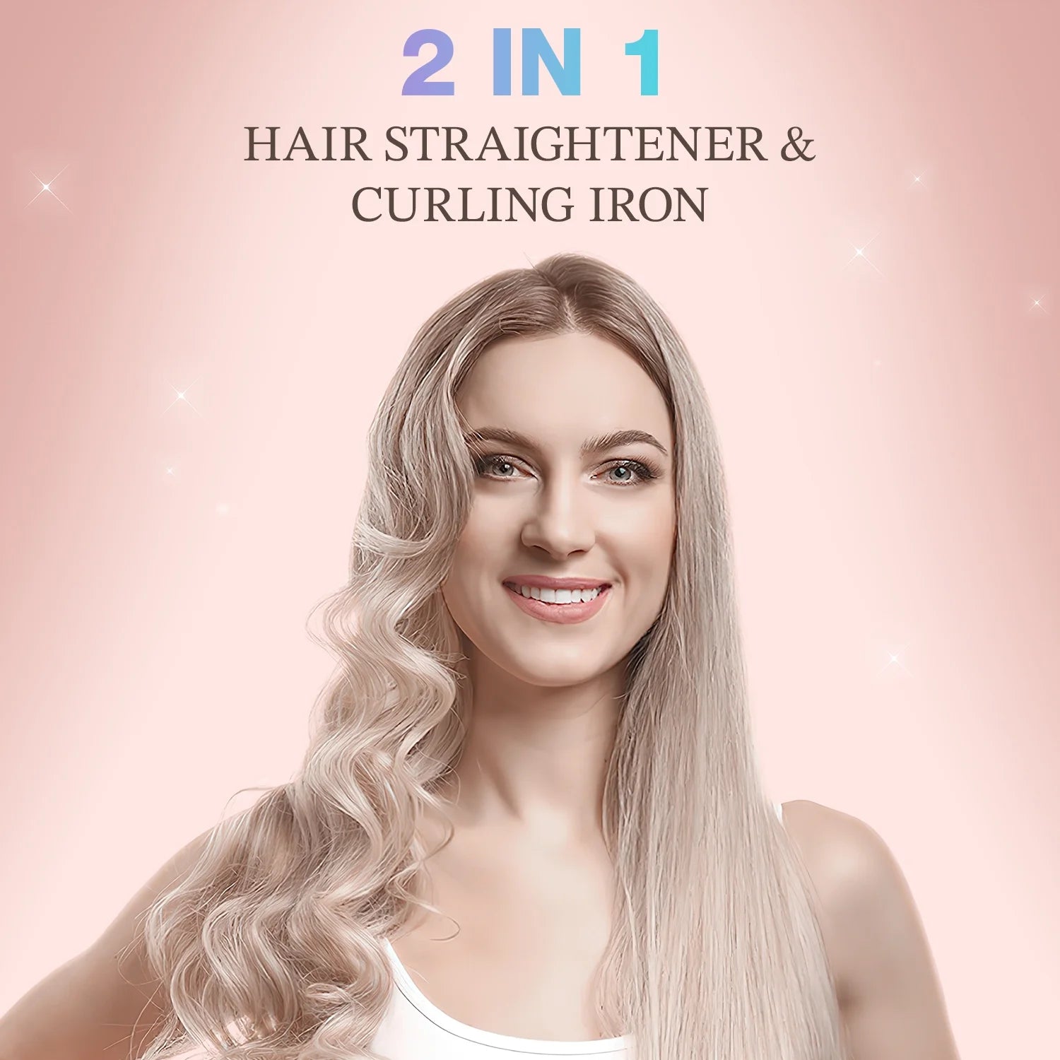 Curling Iron,  Pro Airflow Styler 2 in 1 Hair Straightener and Curler, Ionic Ceramic Flat Iron with 360° Cool Air, 1 Inch, White