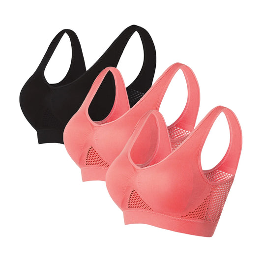 Lace Bralettes for Women 3Pc Breathable Cool Bra Women Seamless Sports Mesh Bra Yoga Large Size Bra with Removable Pads S-125 Multicolor 5XL