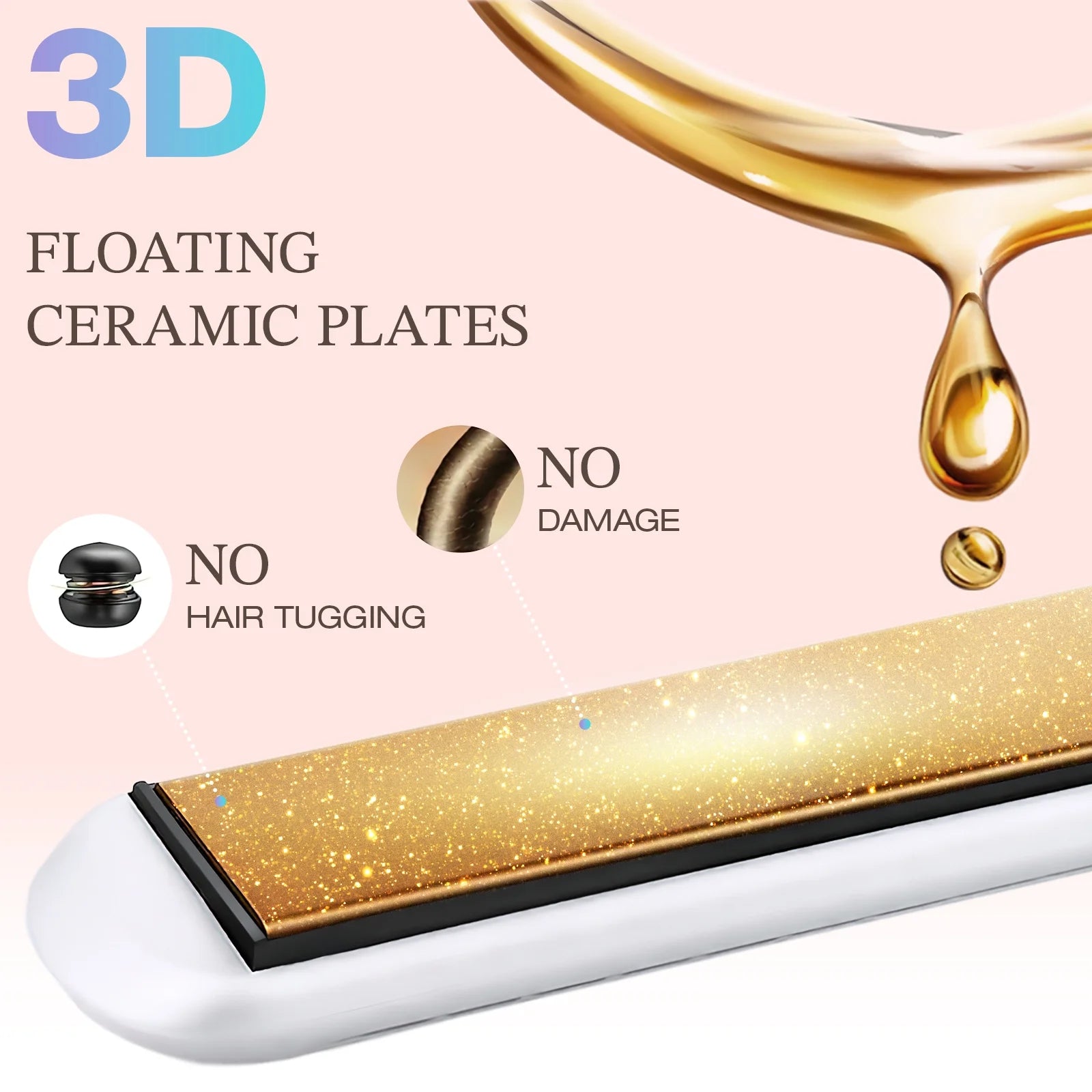 Curling Iron,  Pro Airflow Styler 2 in 1 Hair Straightener and Curler, Ionic Ceramic Flat Iron with 360° Cool Air, 1 Inch, White