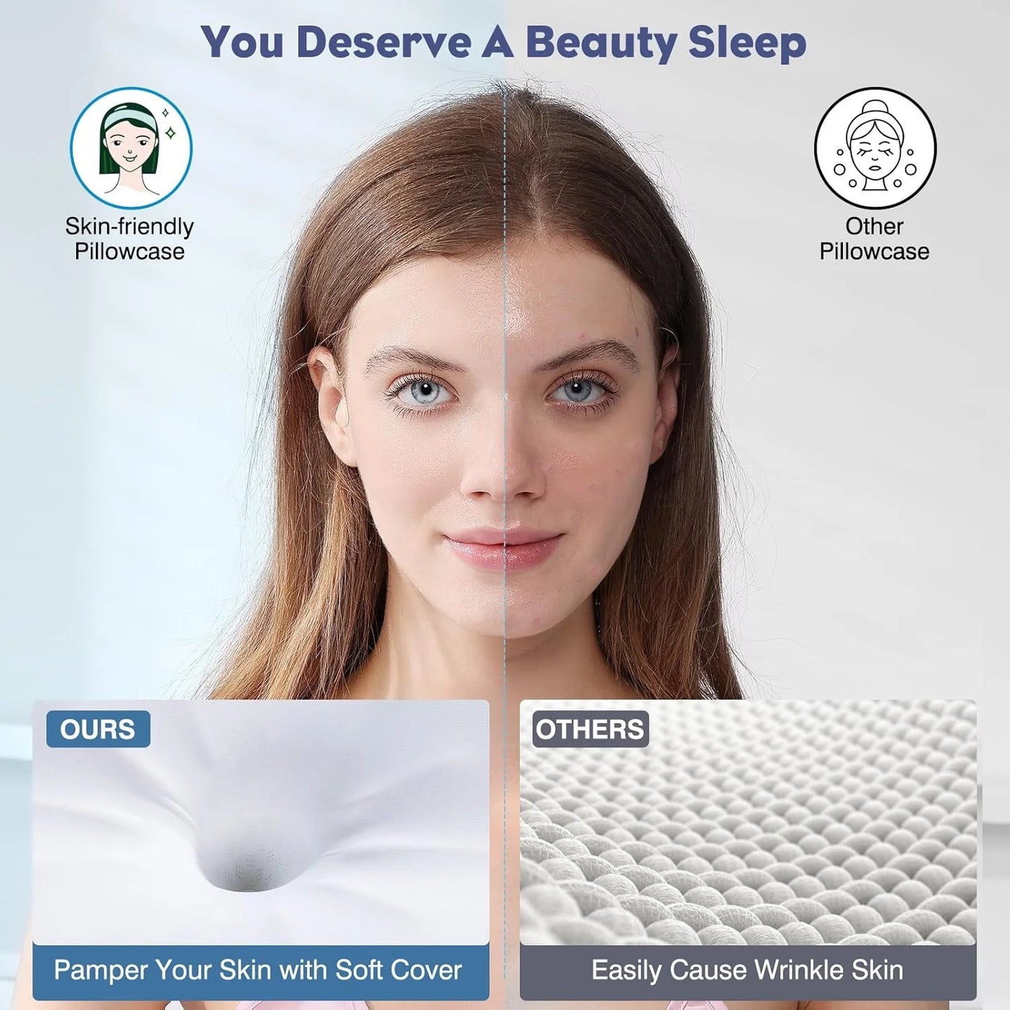 Cervical Pillow for Neck and Shoulder,Contour Memory Foam Pillow,Ergonomic Neck Support Pillow for Side Back Stomach Sleepers with Pillowcase