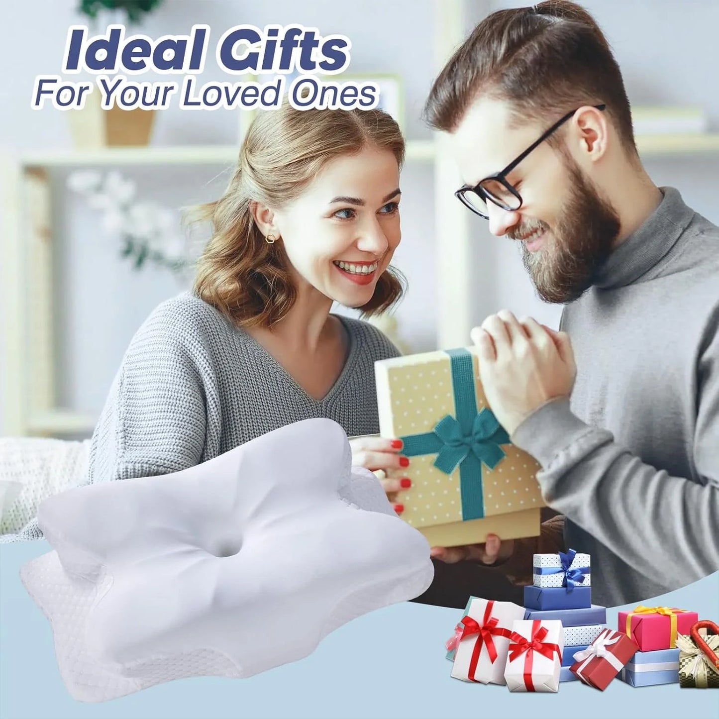 Cervical Pillow for Neck and Shoulder,Contour Memory Foam Pillow,Ergonomic Neck Support Pillow for Side Back Stomach Sleepers with Pillowcase