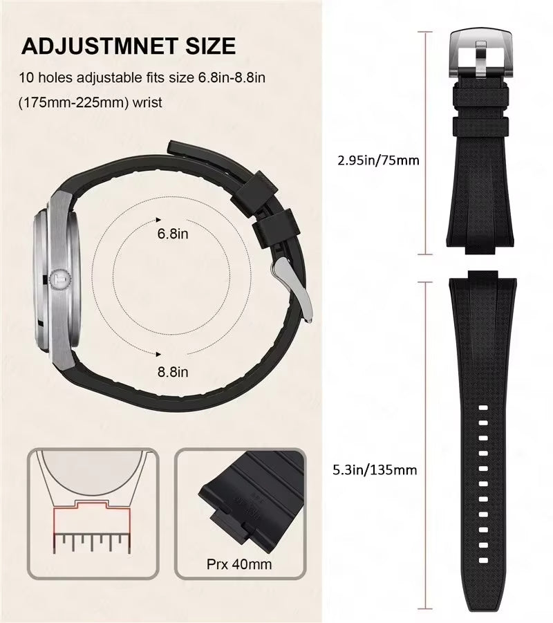 For Tissot PRX T137.407/T137.410 Quick Release Silicone Strap Super Player 40Mm Men Convex Rubber Watch Band Bracelet 12Mm